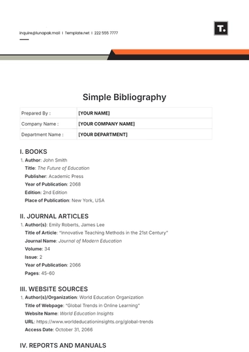 Free Simple Bibliography Template to Edit Online