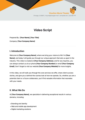 Free Video Script Template to Edit Online