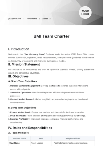 Free Bmi Team Charter Template to Edit Online