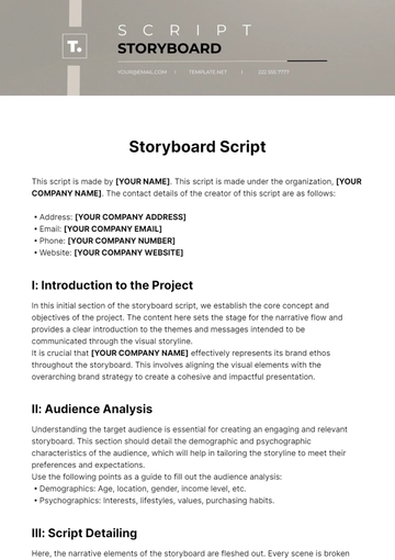 Free Storyboard Script Template to Edit Online