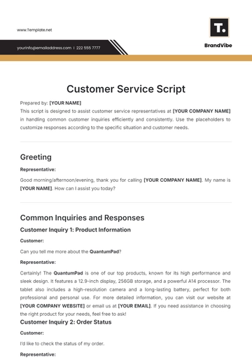 Free Customer Service Script Template to Edit Online