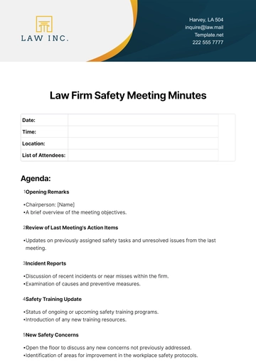 Free Law Firm Safety Meeting Minutes Template to Edit Online