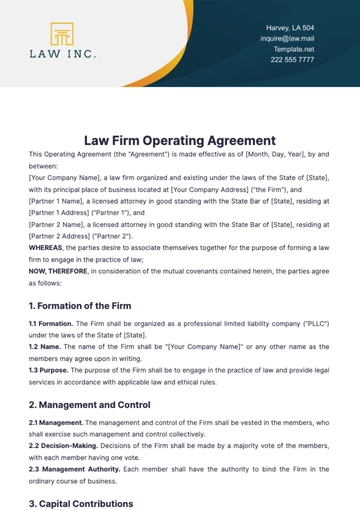 Free Law Firm Operating Agreement Template to Edit Online