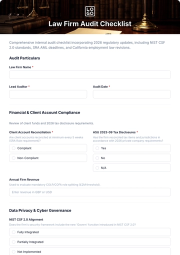Free Law Firm Audit Checklist Template & AI Maker