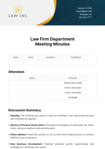 Free Law Firm Department Meeting Minutes Template to Edit Online