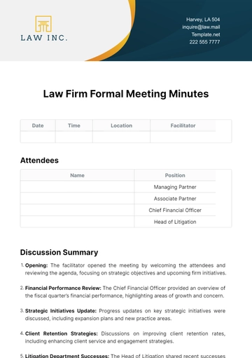 Free Law Firm Formal Meeting Minutes Template to Edit Online