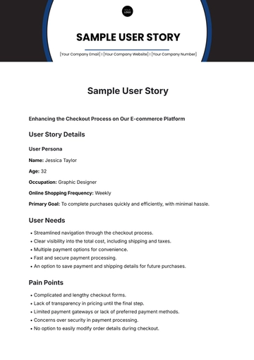Free Sample User Story Template to Edit Online | Template.net