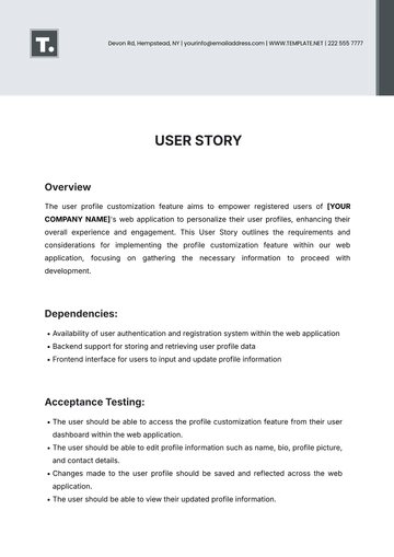 Free User Story Template to Edit Online | Template.net