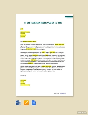 IT Systems Engineer Cover Letter