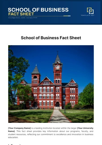 Free School Of Business Fact Sheet Template to Edit Online