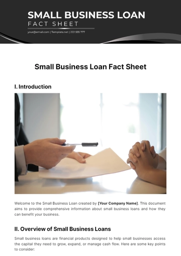 Free Small Business Loan Fact Sheet Template to Edit Online