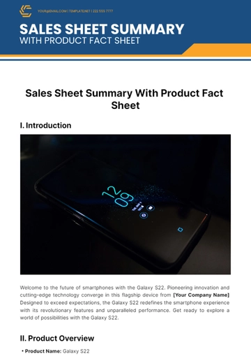 Free Sales Sheet Summary With Product Fact Sheet Template to Edit Online