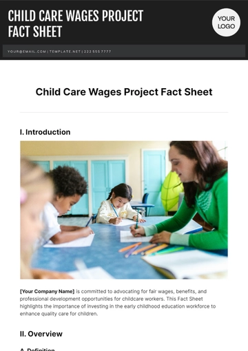 Free Child Care Wages Project Fact Sheet Template to Edit Online
