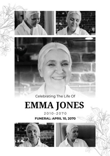 Free Funeral Program Photo Collage Template to Edit Online