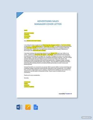 Advertising Sales Manager Cover Letter