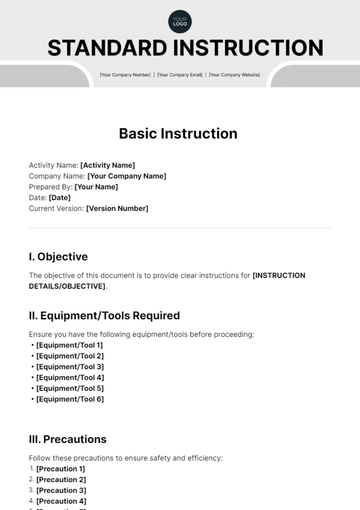 Free Basic Instruction Template to Edit Online