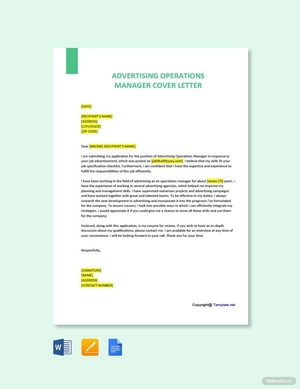 Advertising Operations Manager Cover Letter