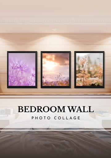 Free Bedroom Wall Photo Collage Template to Edit Online
