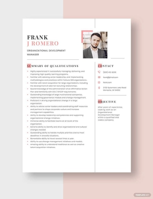 Organizational Development Manager Resume