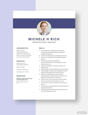 Organizational Manager Resume