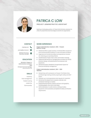 Project Administrative Assistant Resume