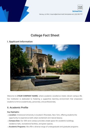 Free College Fact Sheet Template to Edit Online