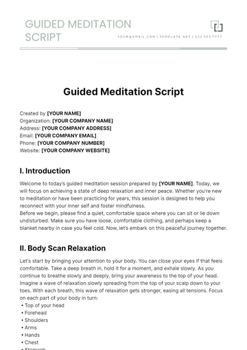 Free Guided Meditation Script Template to Edit Online