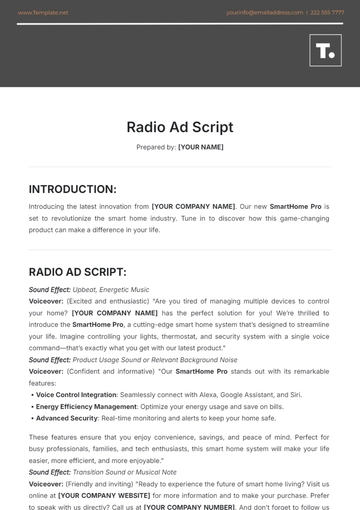 Free Radio Ad Script Template to Edit Online