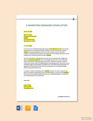 E- Marketing Manager Cover Letter