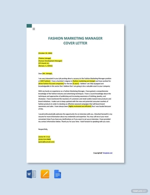 Fashion Marketing Manager Cover Letter