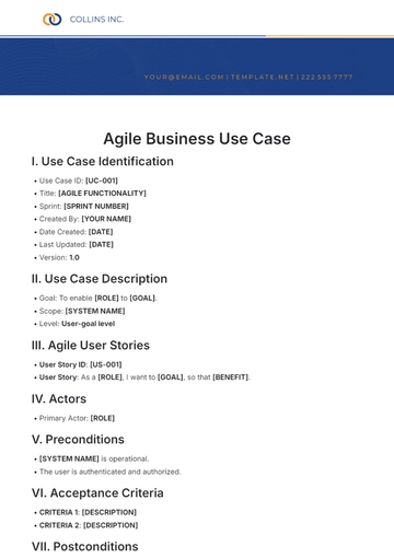 Free Agile Business Use Case Template to Edit Online