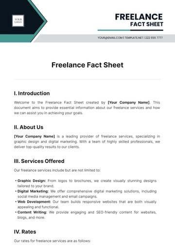 Free Freelance Fact Sheet Template to Edit Online