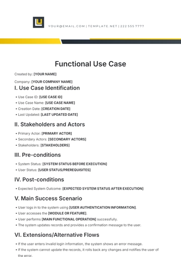 Free Functional Use Case Template to Edit Online