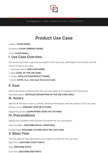 Free Product Use Case Template to Edit Online