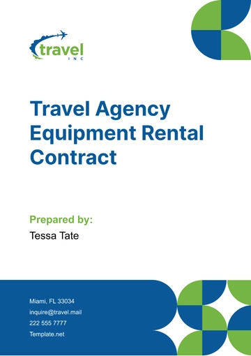 Free Travel Agency Equipment Rental Contract Template to Edit Online