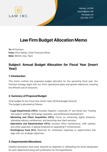 Free Law Firm Budget Allocation Memo Template to Edit Online