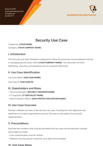 Free Security Use Case Template to Edit Online