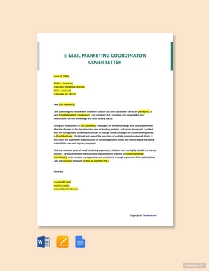 E-mail Marketing Coordinator Cover Letter
