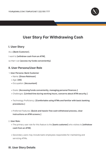 Free User Story For Withdrawing Cash Template to Edit Online
