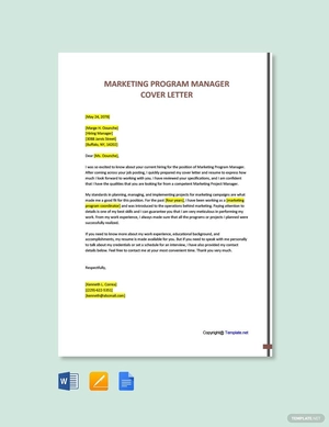 Marketing Program Manager Cover Letter