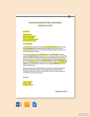 Partner Marketing Manager Cover Letter