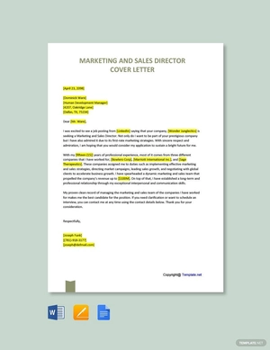 Marketing and Sales Director Cover Letter