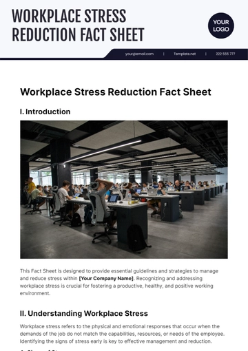 Free Workplace Stress Reduction Fact Sheet Template to Edit Online