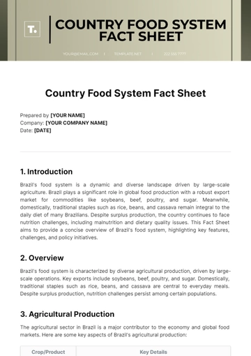 Free Country Food System Fact Sheet Template to Edit Online