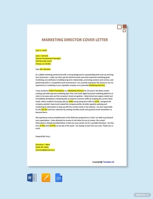 Marketing Director Cover Letter Marketing Director Cover Letter
