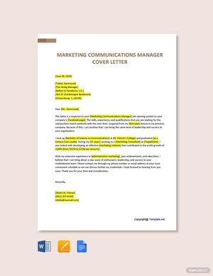 Marketing Communications Manager Cover Letter
