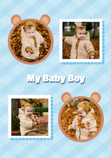 Free Bear Baby Boy Photo Collage Template to Edit Online