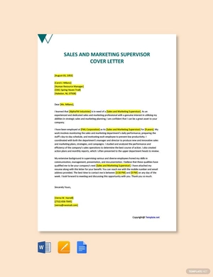 Sales And Marketing Supervisor Cover Letter