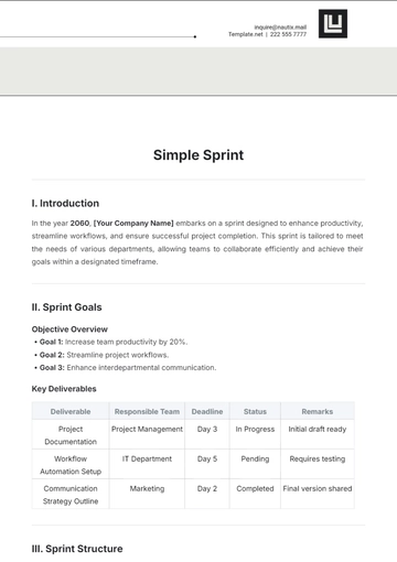 Free Simple Sprint Template to Edit Online