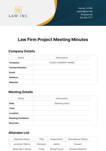 Free Law Firm Project Meeting Minutes Template to Edit Online